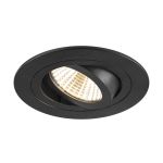 SLV New Tria 75 Spot Aluminium Black Round 8.3W 750lm 38D - 930 Warm White | Cutout 75mm -  Best Colour Rendering - Dimmable 