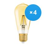Multipack 4x Ledvance Vintage 1906 LED E27 Pear Clear 6.5W 725lm - 824 Extra Warm White | Dimmable - Replaces 55W