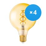 Multipack 4x Osram Vintage 1906 LED E27 Globe Filament Gold 125mm 5W 250lm - 820 Extra Warm White | Replaces 25W