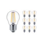 Multipack 10x Philips Master Value LED Lustre E27 Ball Filament Clear 3.4W 470lm - 927 Extra Warm White | Best Colour Rendering - Dimmable - Replaces 40W