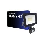 Noxion LED Floodlight Beamy G3.1 Black 30W 3300lm 110D - 830 Warm White | IP44 - Motion and Light Sensor - Symmetrical 
