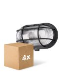 Multipack 4x D'Lite Wall Light Ecco Black Oval | IP44 - Suitable for 1x E27