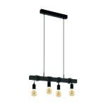 Eglo Pendant Townshend Steel Wood Black | IP20 - Suitable for 4x E27 
