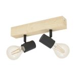 Eglo Ceiling Light Townshend 3 Wood Steel Black | IP20 - Suitable for 2x E27 