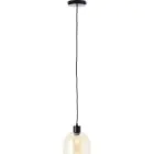 Brilliant Casto Pendant Glass Pendant Metal Black Beige | 190mm - Suitable for 1x E27