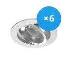 Multipack 6x Noxion Recessed Spot Drome MR16 Tiltable Aluminium | Cutout 69mm - GU10 Socket