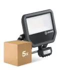 Multipack 5x Ledvance LED Floodlight Aluminium Black 41W 6000lm 100D - 840 Cool White | IP65 - Motion And Light Sensor - Symmetrical