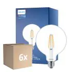 Multipack 6x Philips MASTER Value LED Globe E27 120mm Filament Clear 5.9W 806lm - 927 Extra Warm White | Best Colour Rendering - Replaces 60W