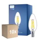 Multipack 10x Philips MASTER LED E14 Candle Filament Clear 2.5W 340lm - 922-927 Dim To Warm | Best Colour Rendering - Dimmable - Replaces 25W